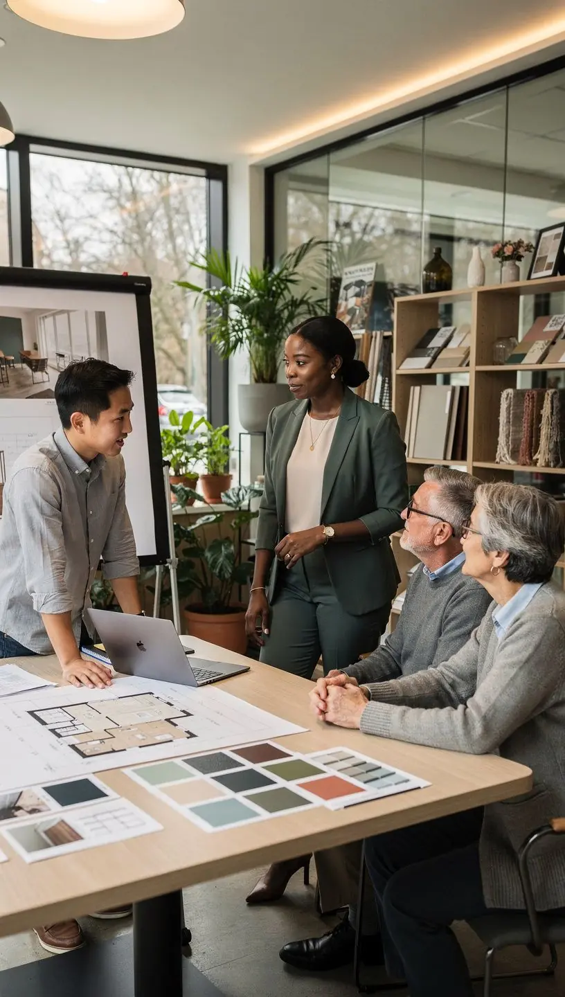 Biuro z minimalistycznym designem, gdzie naturalne materiały harmonizują z marką.